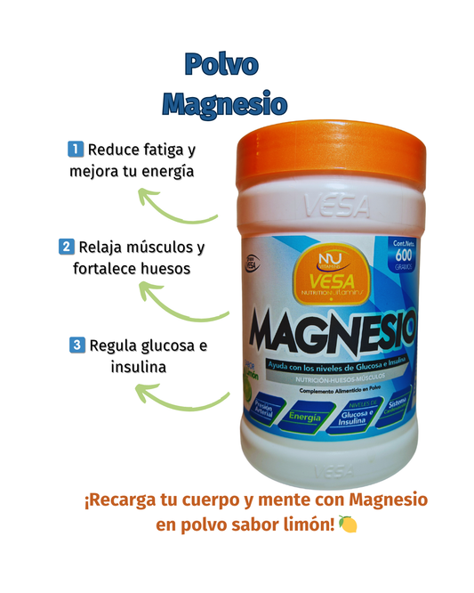 🌿 Polvo de Magnesio sabor limón – 600g