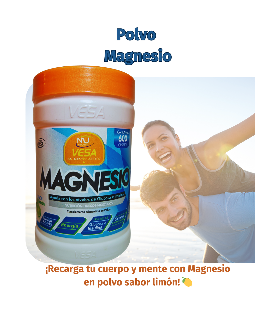🌿 Polvo de Magnesio sabor limón – 600g