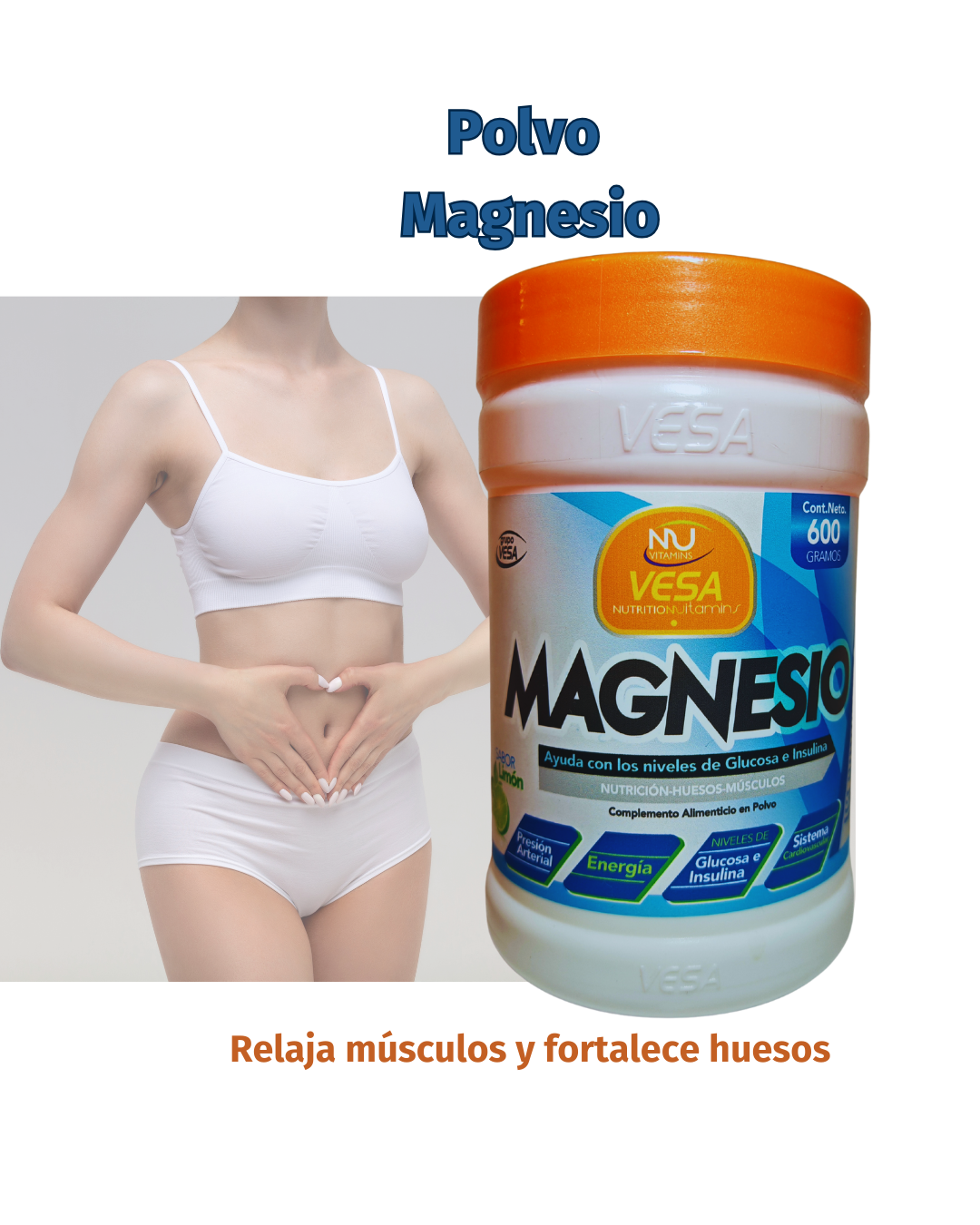 🌿 Polvo de Magnesio sabor limón – 600g
