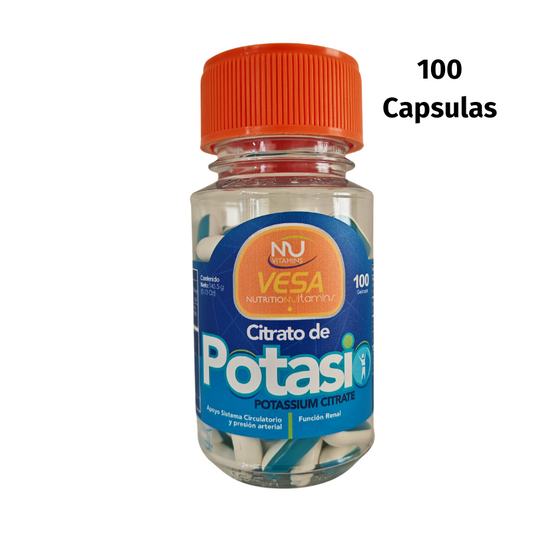 Citrato de Potasio – 100 Cápsulas Gel Suaves