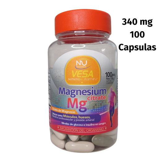 💊 Citrato de Magnesio 100 cápsulas | Mejora sueño, energía, presión arterial y más