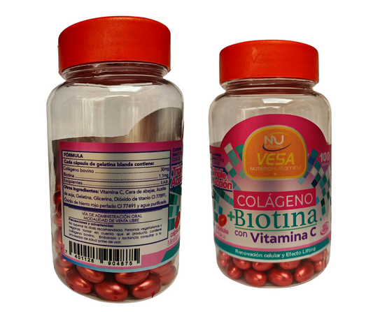 ⭐ Colágeno + Biotina + Vitamina C – Triple Acción para tu Belleza Integral