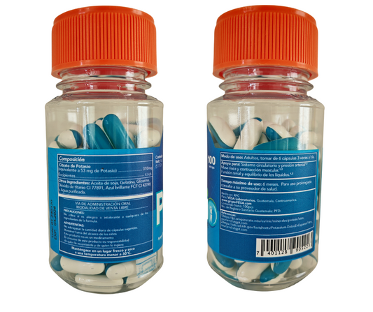 Citrato de Potasio – 100 Cápsulas Gel Suaves