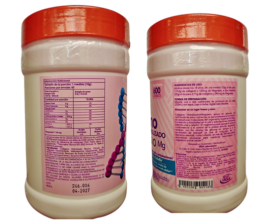 Colágeno Hidrolizado + Magnesio | 600g en Polvo | Piel, Articulaciones, Uñas, Cabello