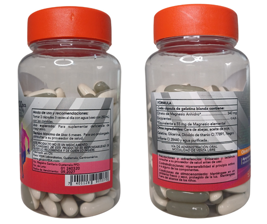 💊 Citrato de Magnesio 100 cápsulas | Mejora sueño, energía, presión arterial y más